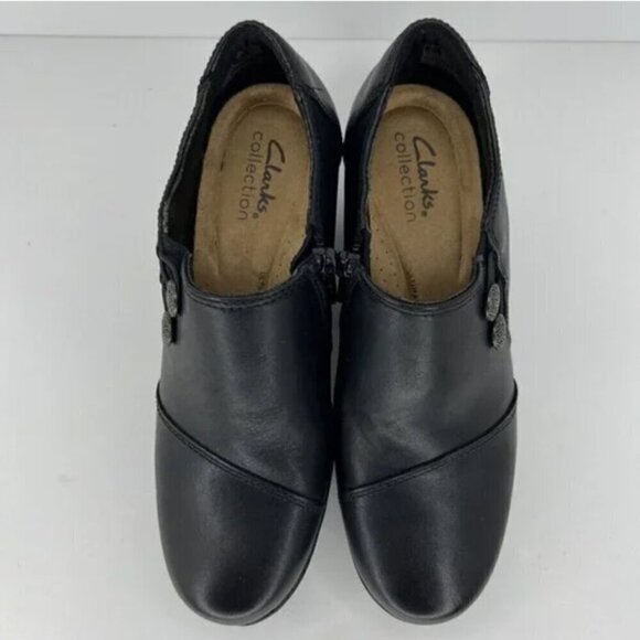 Clarks Emslie Warren Black Booties Side Zip Size 7 EU 37.5 - Picture 7 of 9